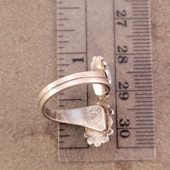 Vintage Bell Trading Blue Turquoise Sterling Bypass Southwestern Ring - Picture 4 of 6